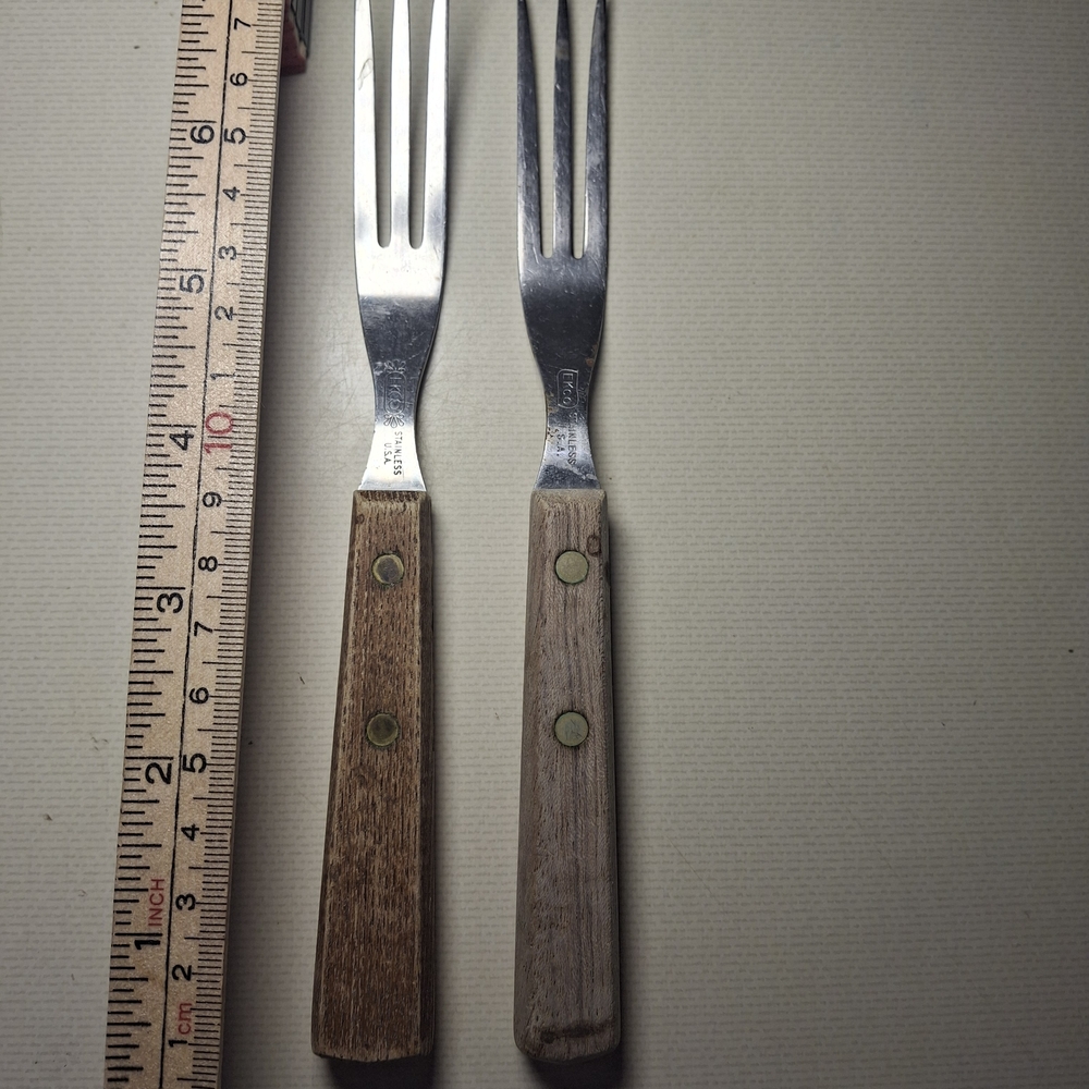 Wooden Handle Fork Ekco‎ Vintage 3 Prong Fprm
